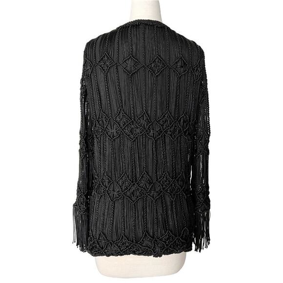 Vintage Giorgio Armani Macramé Crochet Fringe Jacket – Boho Luxe Statement Piece - Picture 6 of 8